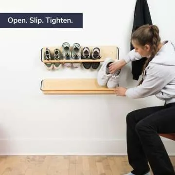 Wall Mounted Shoe Rack - Wooden White Shoe Organizer