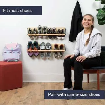 Wall Mounted Shoe Rack - Wooden White Shoe Organizer