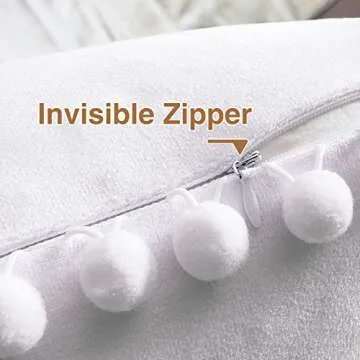 Top Finel Pack of 2 Decorative Throw Pillow Covers 18x18 Pure White Soft Velvet Couch Pillow Covers Square Cushion Covers with Tassels for Bedroom Living Room Car Modern Aesthetic Home Decor