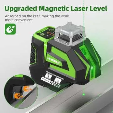 Huepar 7211CG Green Laser Level with Plumb Dots for Accuracy