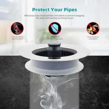 Hibbent 3 in 1 Kitchen Sink Drain Strainer, Stainless Steel Wrapped Shell Drain Stopper Combo, Pop Up Sink Stopper, Anti-Clogging Basket Strainer with Handle for US Standard 3-1/2" Drain