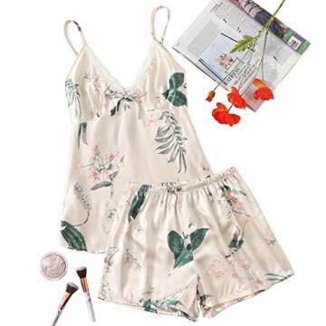 Floerns Women's Summer Floral Print Cami Sleepwear Two Piece Pajama Set Multi-3 XL