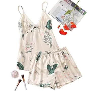 Floerns Women's Summer Floral Print Cami Sleepwear Two Piece Pajama Set Multi-3 XL