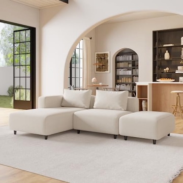 Acanva Luxury Modular Sectional Sofa Set - Cream Comfort