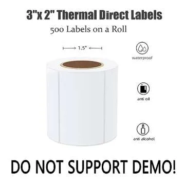 HYBSK 3x2 inch Direct Thermal Label Paper for Barcodes, Address, Compatible with Rollo Label Printer & Zebra Desktop Printers (3"x2",White)