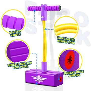 CUUGO LET'S GO! CG Foam Pogo Jumper for Kids, Toys for 3-12 Years Old Boys Girls Pogo Stick Outdoor Toys Gifts for 3-12 Year Old Boy Girl Fun Toys Christmas Birthday Gifts Stocking Stuffers（Purple）
