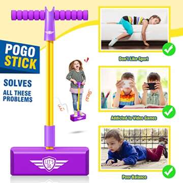 CUUGO LET'S GO! CG Foam Pogo Jumper for Kids, Toys for 3-12 Years Old Boys Girls Pogo Stick Outdoor Toys Gifts for 3-12 Year Old Boy Girl Fun Toys Christmas Birthday Gifts Stocking Stuffers（Purple）