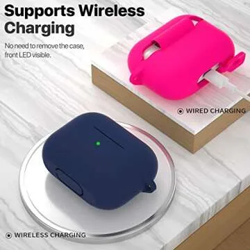 ATUAT for AirPods Pro 1st/2nd Generation Case Cover, Protective Silicone Skin Accessories with Keychain for Women Men for Apple AirPods Pro 2019/2022 Charging Case,Front LED Visible-Midnight Blue