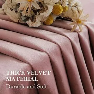 HOMEIDEAS Blush Pink Full Blackout Velvet Curtains,52 X 63 Inch Room Darkening Thermal Insulated Gro...