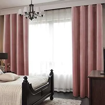 HOMEIDEAS Blush Pink Full Blackout Velvet Curtains,52 X 63 Inch Room Darkening Thermal Insulated Grommet Window Drapes for Bedroom, Living Room, 2 Panels