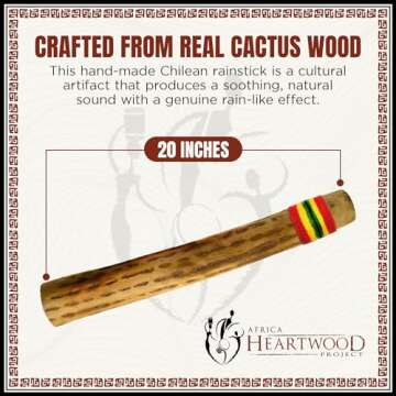 Africa Heartwood Project 20" Cactus Rainstick from Chile - Authentic Handcrafted Rain Stick Musical ...