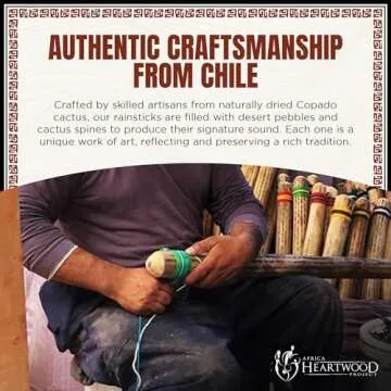 Africa Heartwood Project 20" Cactus Rainstick from Chile - Authentic Handcrafted Rain Stick Musical Instrument with Rasta Yarn Wrap and Durable Sealant