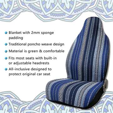 uxcell 7pcs Blanket Durable Baja Bucket Seat Cover Protector for Car Auto Blue