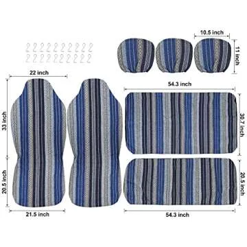 uxcell 7pcs Baja Bucket Seat Covers Set in Blue for Cars