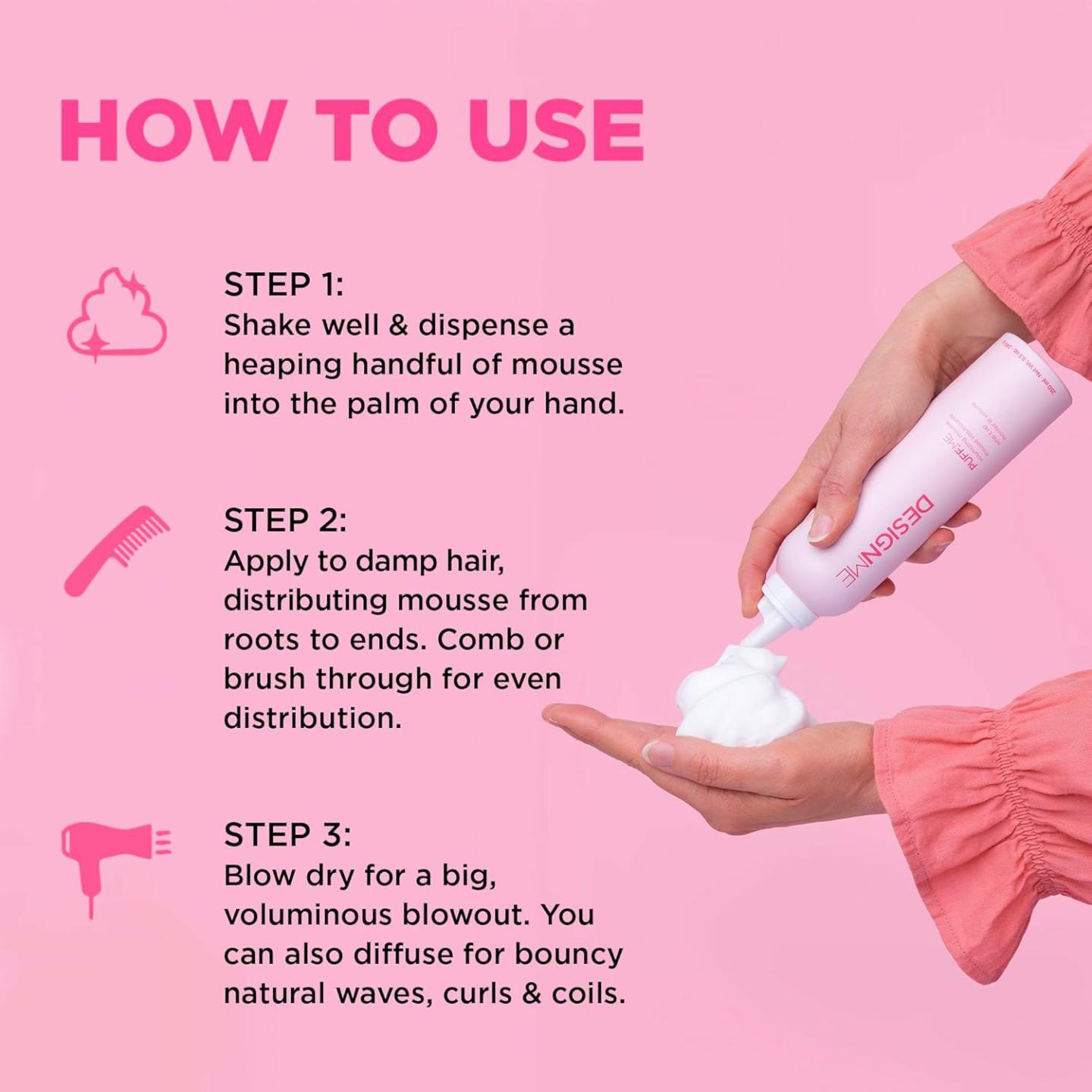 PUFF.ME Volumizing Mousse - Lightweight Hold for Fine Hair