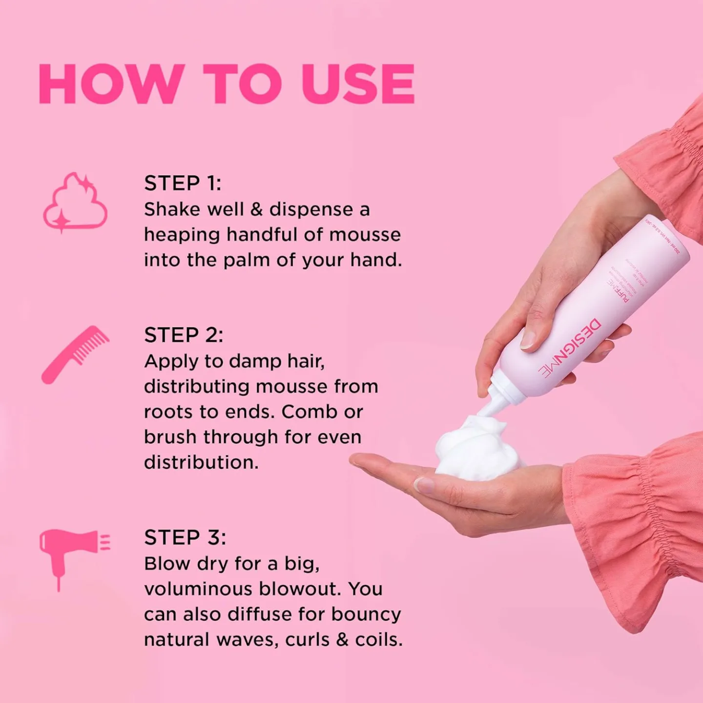 PUFF.ME Volumizing Mousse - Lightweight Hold for Fine Hair