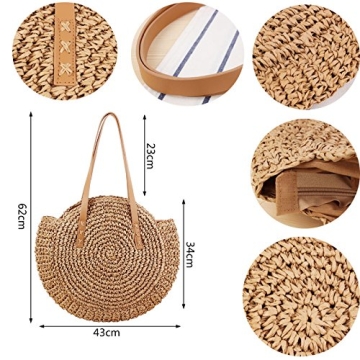 Stylish Donalworld Round Straw Pompom Shoulder Bag