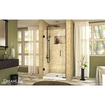 DreamLine Unidoor Plus 33-33 1/2 in. W x 72 in. H Frameless Hinged Shower Door in Satin Black, SHDR-243307210-09