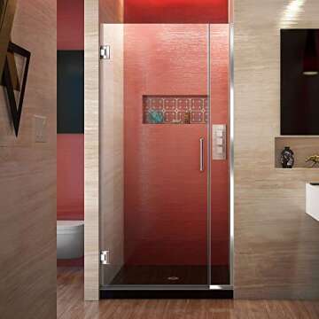 DreamLine Unidoor Plus 33-33 1/2 in. W x 72 in. H Frameless Hinged Shower Door in Satin Black, SHDR-243307210-09