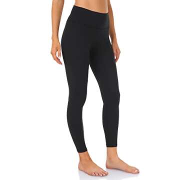 YUNOGA Women's High Waist Workout Leggings No Front Seam Tummy Control Yoga Pants (S, Black)