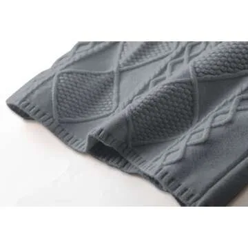 SANGTREE Women's High Waist Basic Plain Stretchy Cable Knit Bodycon Pencil Midi Skirt, Grey, Large