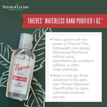 Young Living Thieves Waterless Hand Sanitizer - Convenient 3-Pack for On-The-Go Protection - Powerful Formula - with Soothing Aloe Vera Gel - Travel Size