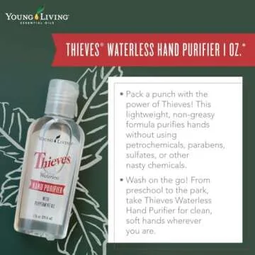 Young Living Thieves Waterless Hand Sanitizer - Convenient 3-Pack for On-The-Go Protection - Powerful Formula - with Soothing Aloe Vera Gel - Travel Size