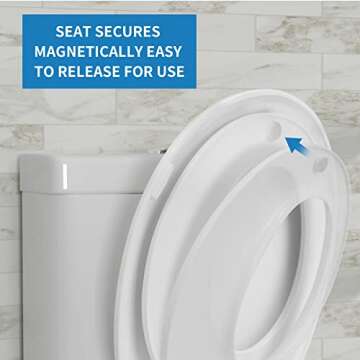 Hibbent Potty Training Toilet Seat, Built-in Magnetic Seat, Lid with Oval Cover, Never Loosen and Slow Close Convertible Toilet Seat for Kids, Adult and Child (White, Round)