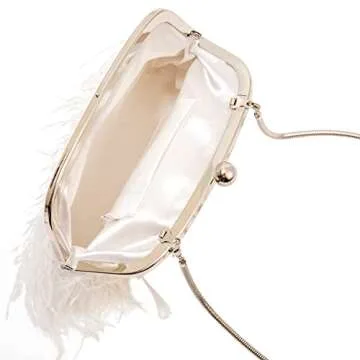 Sebbidaic Pearl Feather Evening Bag for Women - Elegant Clutch