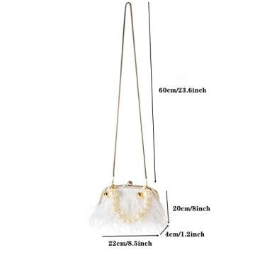 Sebbidaic Pearl Feather Evening Bag for Women - Elegant Clutch