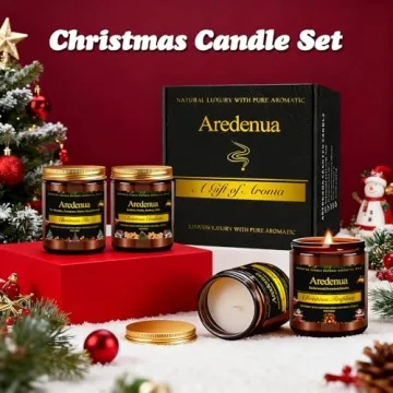Christmas Candles Set | 4 Pack Winter Holiday Scented Candles, Soy Candles for Home Scented - Xmas C...