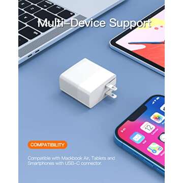 30W Charger Fit for MacBook Air Laptop, iPad Air 4th Generation Tablet with USB C to C Charging Cable