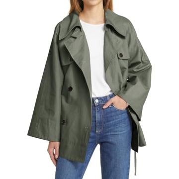 Cicy Bell Womens Casual Trench Coat Double Breasted Long Sleeve Fall Jacket Classic Lapel Overcoat w...