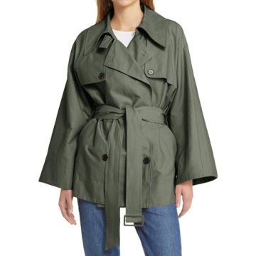 Cicy Bell Womens Casual Trench Coat Double Breasted Long Sleeve Fall Jacket Classic Lapel Overcoat with Belt