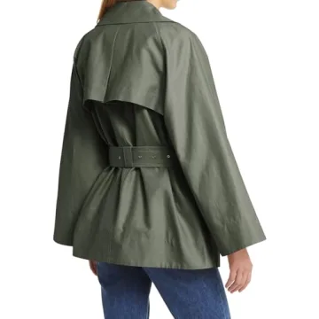 Cicy Bell Womens Casual Trench Coat Double Breasted Long Sleeve Fall Jacket Classic Lapel Overcoat with Belt