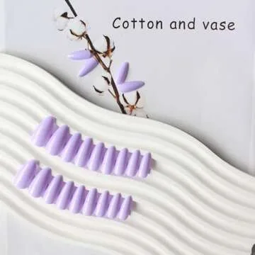 Glossy Purple Press on Nails Almond, KXAMELIE Glue on Nails Medium Length, Fake Nails Stick on Nails for Women and Girls Daily Wear in 24PCS