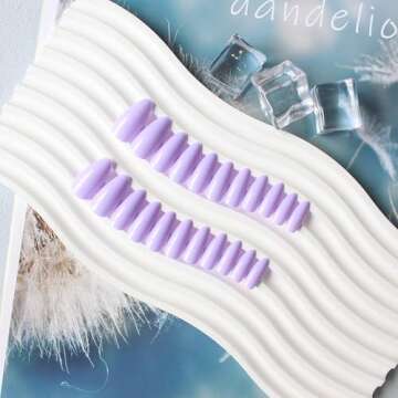 Glossy Purple Press on Nails Almond, KXAMELIE Glue on Nails Medium Length, Fake Nails Stick on Nails for Women and Girls Daily Wear in 24PCS