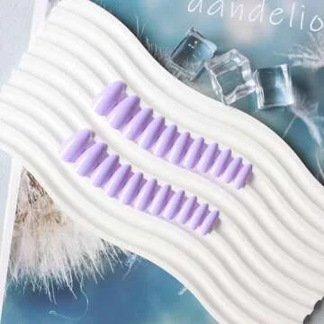 Glossy Purple Press on Nails Almond, KXAMELIE Glue on Nails Medium Length, Fake Nails Stick on Nails for Women and Girls Daily Wear in 24PCS