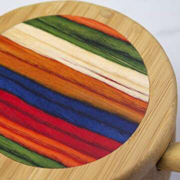 Baltique Marrakesh Collection Sugar Bowl with Sugar Spoon, Bamboo and Colored Birch Wood