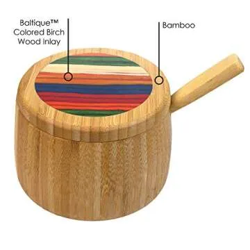 Baltique Marrakesh Collection Sugar Bowl with Sugar Spoon, Bamboo and Colored Birch Wood
