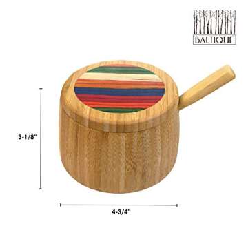 Baltique Marrakesh Collection Sugar Bowl with Sugar Spoon, Bamboo and Colored Birch Wood
