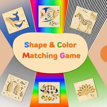 Learning Toys for Toddlers 1-3, Wooden Shape Color Sorter Iridescent-Animals-Theme Montessori Toys Educational Toys STEM Toys Wooden Puzzles for Toddlers Outdoor Toys Sensory Toys for Toddlers Age 2+