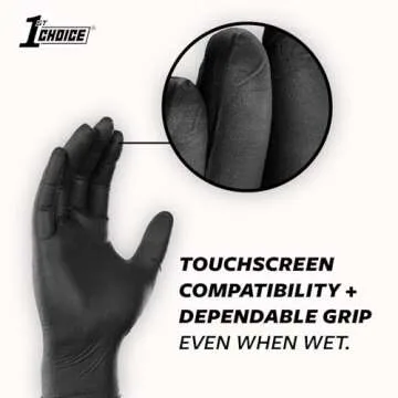1st Choice Black Nitrile Gloves Small Box of 100 Gloves Disposable Latex Free - Exam Grade Black Gloves for Cooking - 3mil
