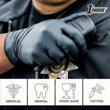 1st Choice Black Nitrile Gloves Small Box of 100 Gloves Disposable Latex Free - Exam Grade Black Gloves for Cooking - 3mil