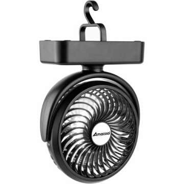 Portable Camping Fan with LED Lantern - Tent Essential
