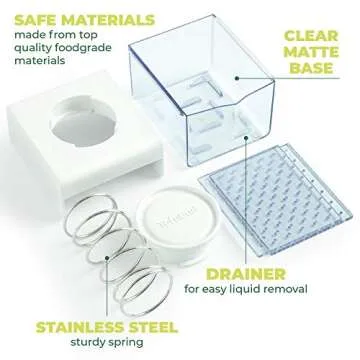 TofuBud Tofu Press - Presser for Firm or Extra Firm Tofu - Dishwasher Safe with Water Drainer - Made from Durable Sustainable Materials - Perfect for Vegan Cooking - Healthy Recipes Cookbook Included