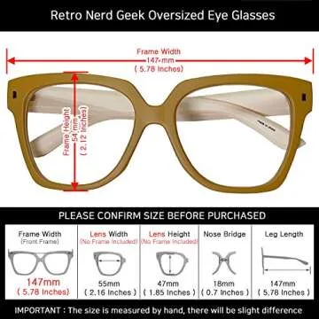 ENCACC Retro Nerd Geek Oversized Eye Glasses Horn Rim Framed Clear Lens Spectacles (YELLOW 90210)