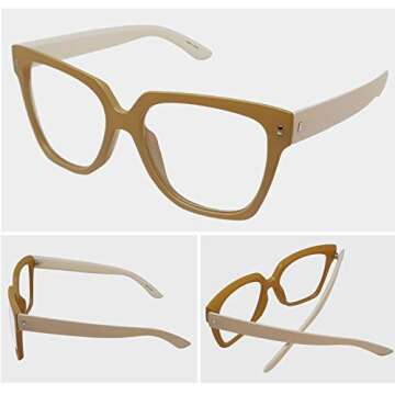 ENCACC Retro Nerd Geek Oversized Eye Glasses Horn Rim Framed Clear Lens Spectacles (YELLOW 90210)