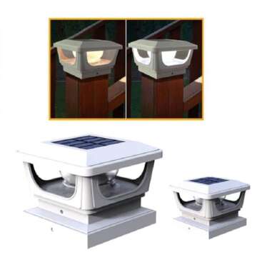 BRIGHTICONIC LED Outdoor Light for 4X4 and 3X3 Square Deck Caps - Dual Power, Solar and Battery - Illuminated Post Caps for Metal or Vinyl Fences, Porch Railings, and 6000K Warm White