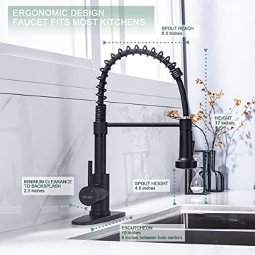 WEWE Matte Black Kitchen Faucet Durable Stylish Design
